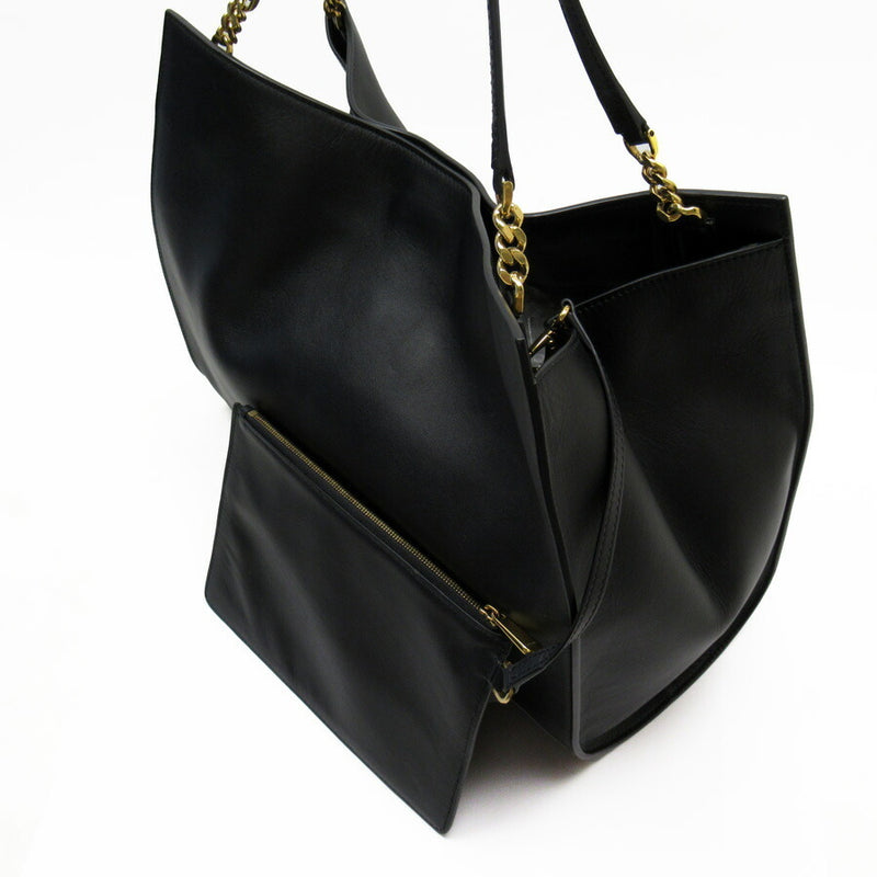 Salvatore Ferragamo Shoulder Bag Gancio Black Gold Leather