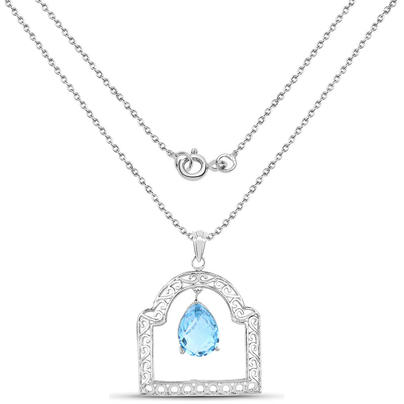 10.50 Carat Genuine Swiss Blue Topaz .925 Sterling Silver Pendant