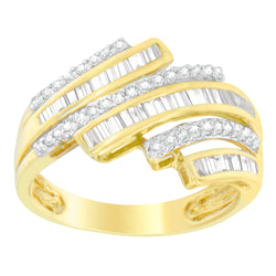 10k Yellow Gold 5/8ct TDW Mixed-Cut Diamond Twist Ring (I-JSI1-SI2)