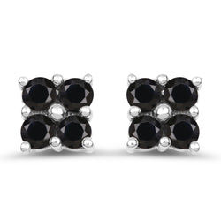 1.04 Carat Genuine Black Sapphire .925 Sterling Silver Earrings