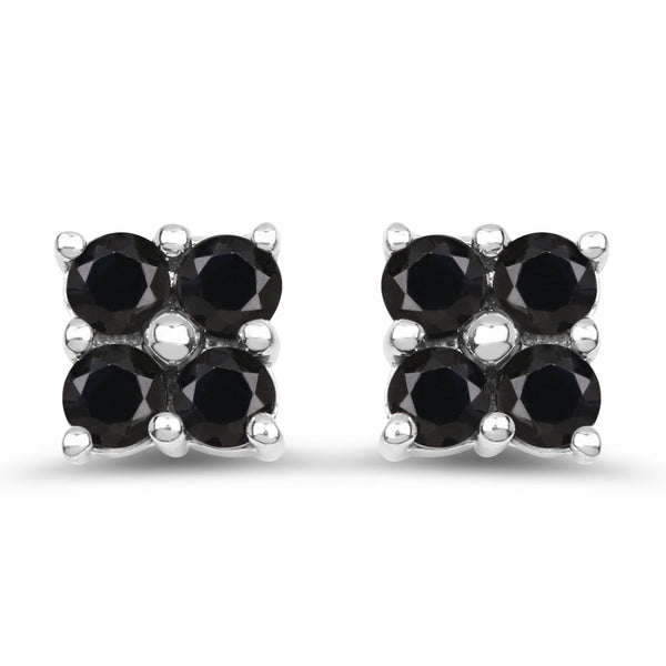 1.04 Carat Genuine Black Sapphire .925 Sterling Silver Earrings