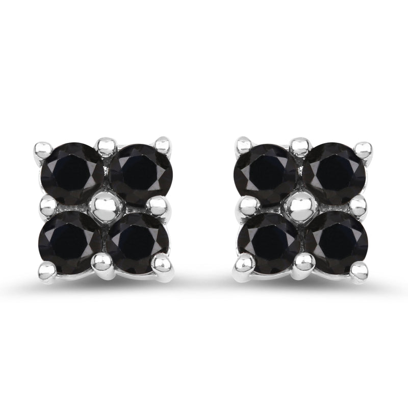 1.04 Carat Genuine Black Sapphire .925 Sterling Silver Earrings