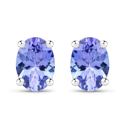 1.50 Carat Genuine Tanzanite .925 Sterling Silver Earrings