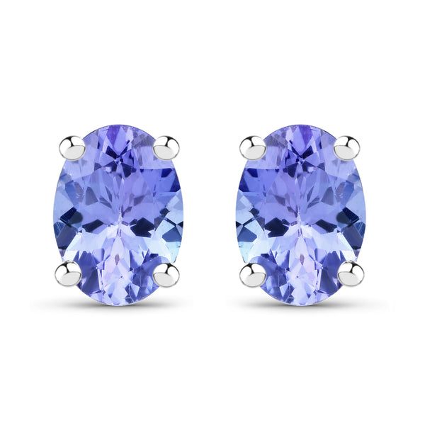 1.50 Carat Genuine Tanzanite .925 Sterling Silver Earrings