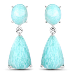 11.40 Carat Genuine Amazonite .925 Sterling Silver Earrings