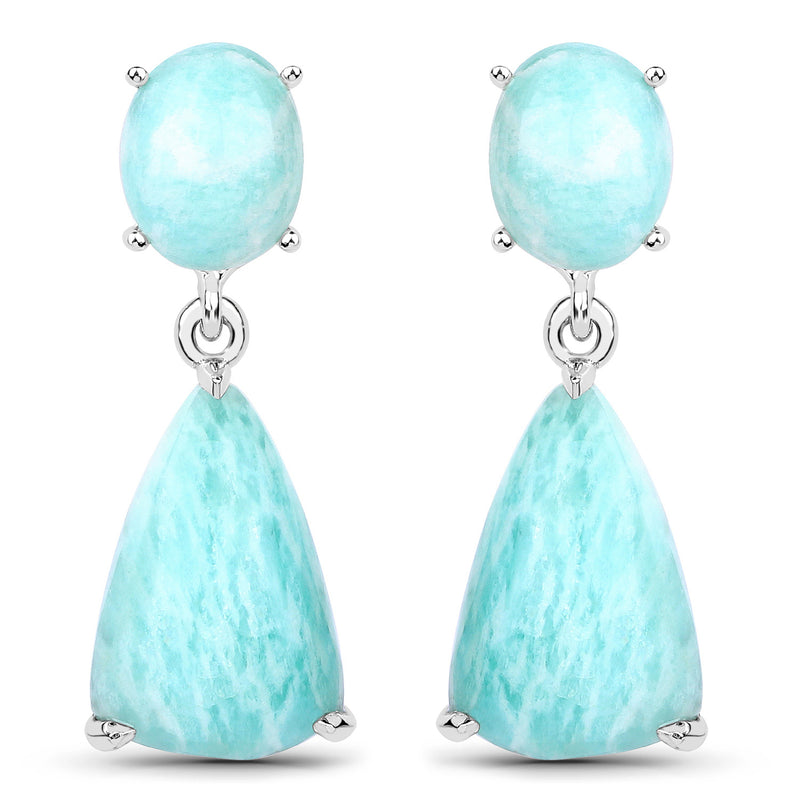 11.40 Carat Genuine Amazonite .925 Sterling Silver Earrings