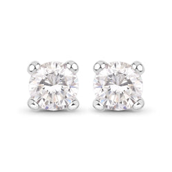 0.57 Carat Genuine White Diamond 14K White Gold Earrings