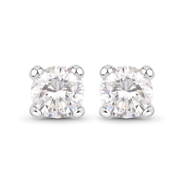 0.57 Carat Genuine White Diamond 14K White Gold Earrings