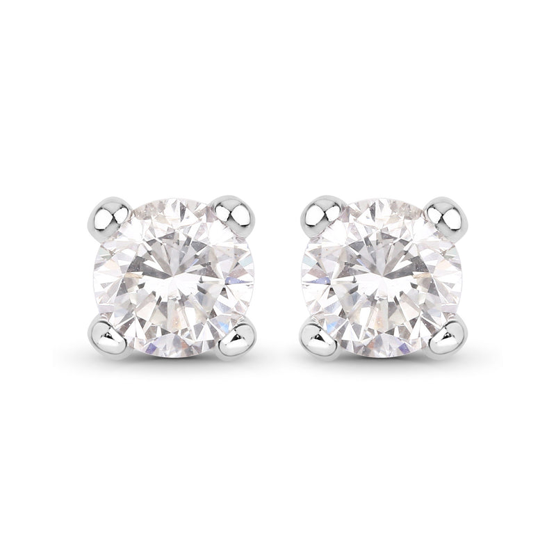 0.57 Carat Genuine White Diamond 14K White Gold Earrings