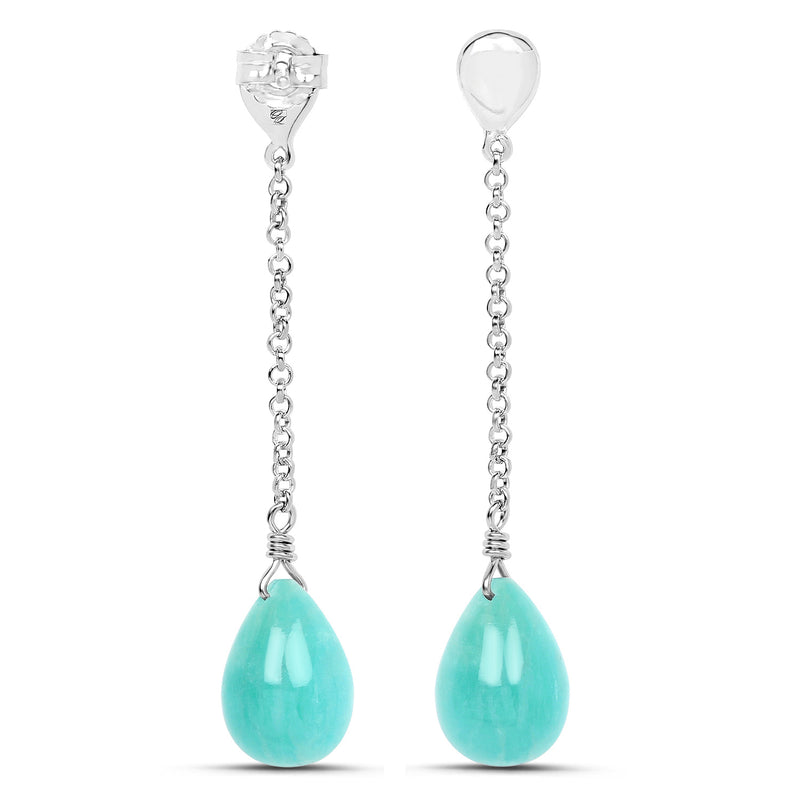 15.59 Carat Genuine Amazonite .925 Sterling Silver Earrings