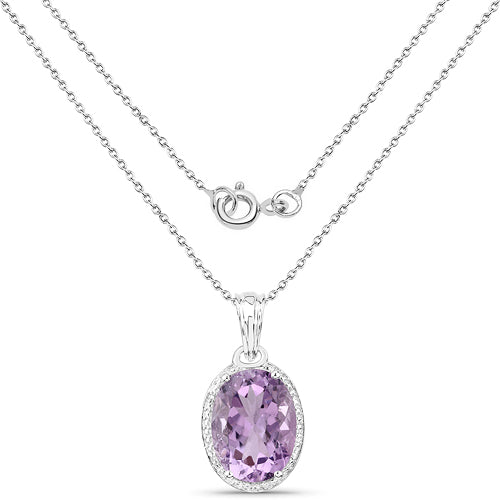 8.22 Carat Genuine Amethyst and White Topaz .925 Sterling Silver Pendant