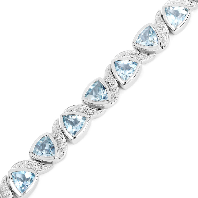 10.03 Carat Genuine Blue Topaz and White Topaz .925 Sterling Silver Bracelet