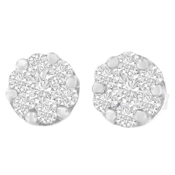 14K White Gold 1 cttw Round Cut Diamond Earrings (H-I, SI2-I1)