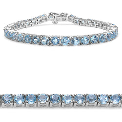 8.20 Carat Genuine Blue Topaz .925 Sterling Silver Bracelet