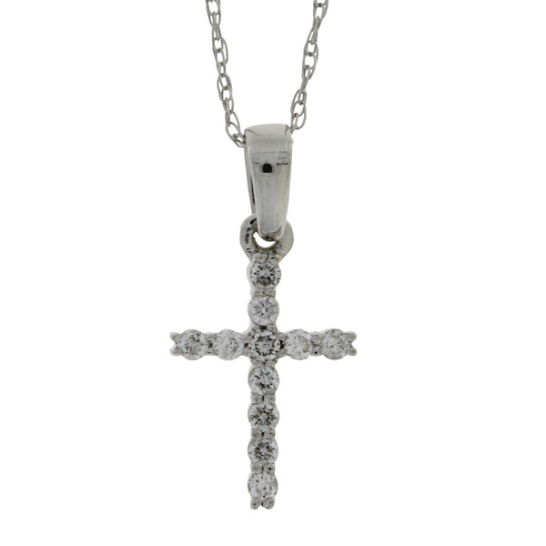 .11ct Diamond Cross Religious Pendant 14KT White Gold
