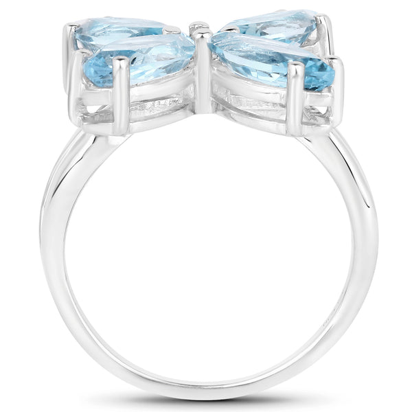 4.30 Carat Genuine Blue Topaz .925 Sterling Silver Ring
