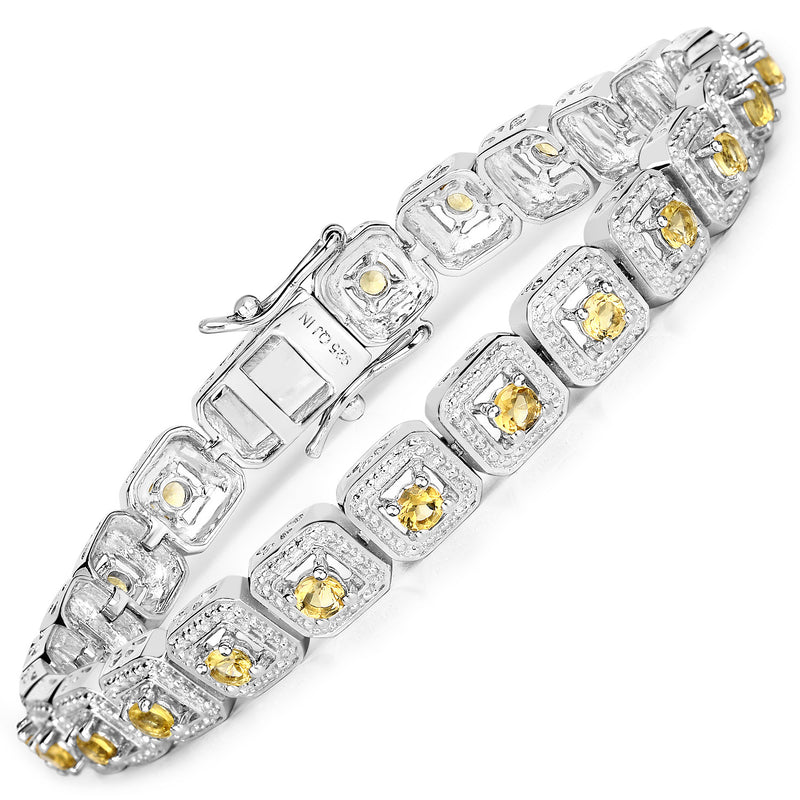 2.40 Carat Genuine Citrine .925 Sterling Silver Bracelet