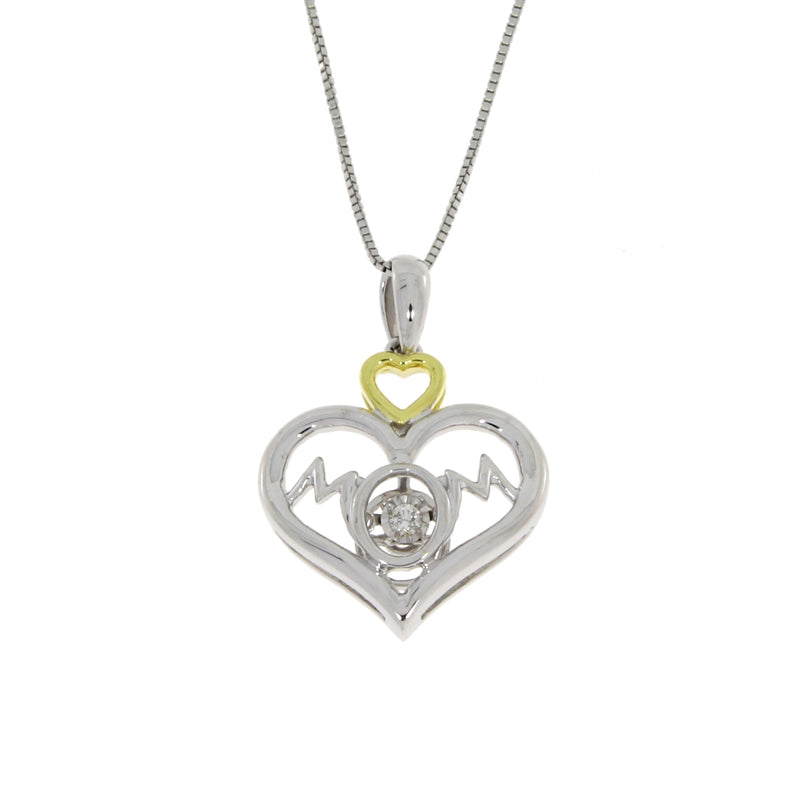 .04ct Diamond Heart Love Pendant Sterling Silver
