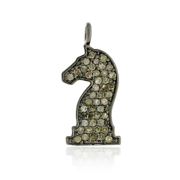 0.37 ct Pave Diamond 925 Sterling Silver Horse Design Pendant Gift Jewelry