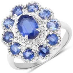 2.47 Carat Genuine Kyanite & White Topaz .925 Sterling Silver Ring