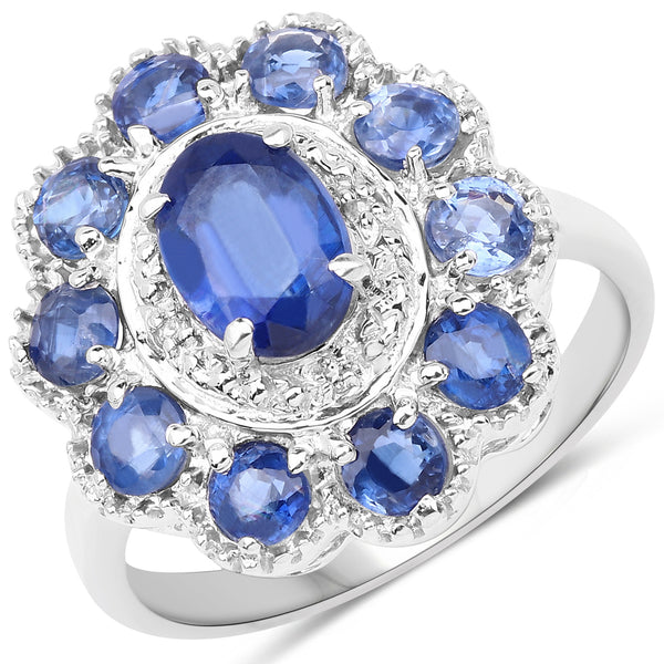 2.47 Carat Genuine Kyanite & White Topaz .925 Sterling Silver Ring