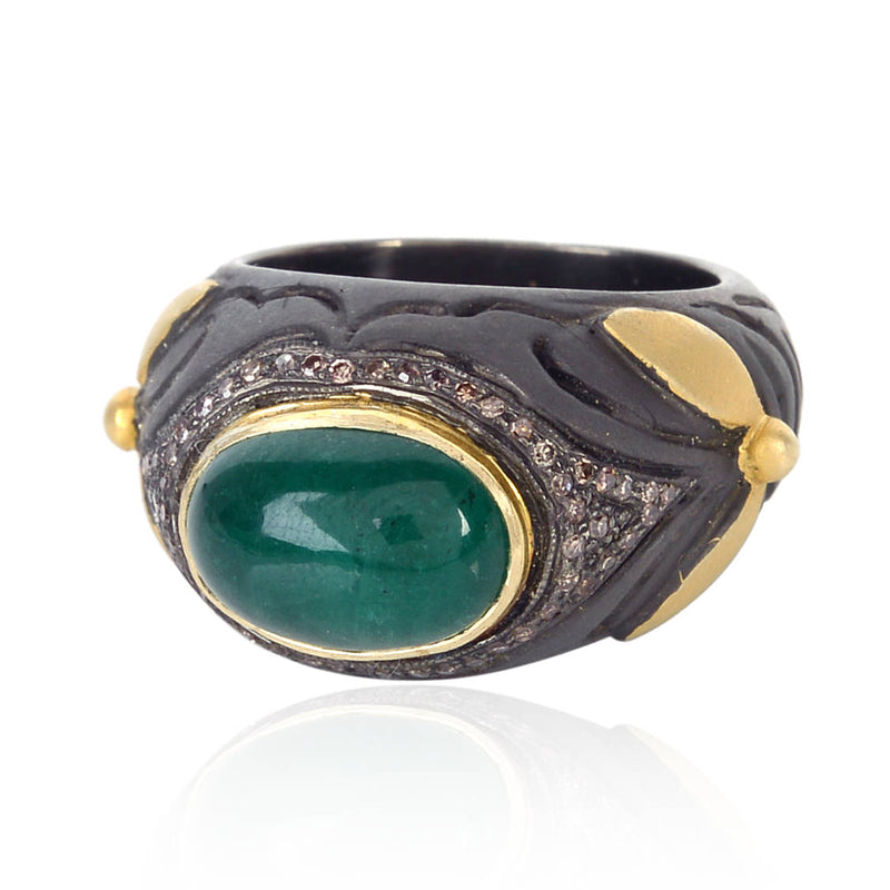 New Arrival Emerald Diamond Ring 14k Gold 925 Sterling Silver Jewelry