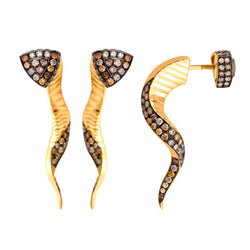 Natural Diamond Dangle Earrings 18k Yellow Gold Jewelry