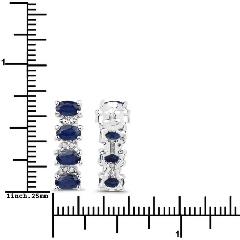 1.76 Carat Genuine Blue Sapphire .925 Sterling Silver Earrings