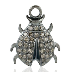 0.36ct Diamond Sterling Silver Ladybug Charm Pendant Handmade