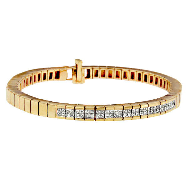 14K Yellow Gold Princess-Cut Diamond Banded Bracelet (1.10 cttw, G-H Color, SI1-SI2 Clarity)