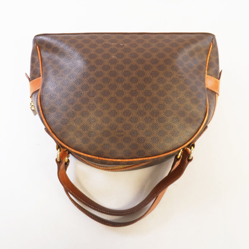 Auth Celine Macadam Handbag Womens PVC Handbag Brown