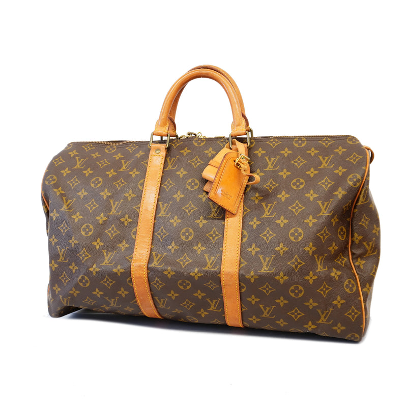 Auth Louis Vuitton Monogram Keepol 50 M41426 MenWomenUnisex Boston Bag
