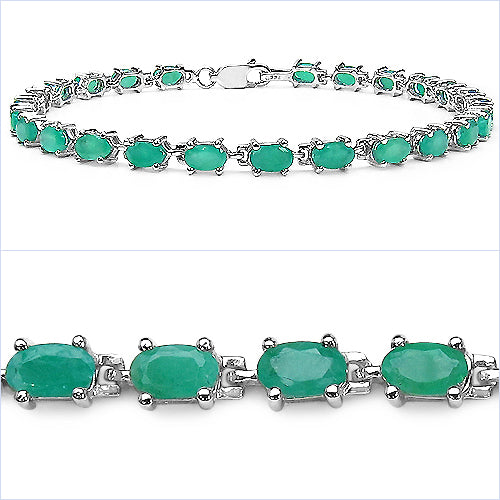 6.70 Carat Genuine Emerald Sterling Silver Bracelet