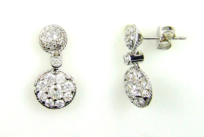 Natural 1.02ct Diamond Dangle Earrings 14KT White Gold