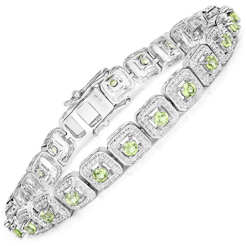 2.40 Carat Genuine Peridot .925 Sterling Silver Bracelet