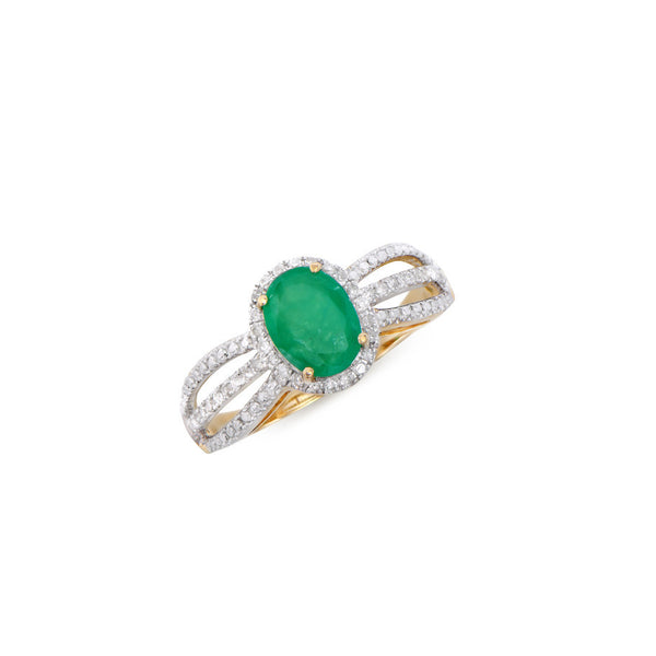 1.28 CTS CERTIFIED DIAMONDS & BRASIL EMERALDS 14K YELLOW GOLD DESIGNER RING SIZE 7.5