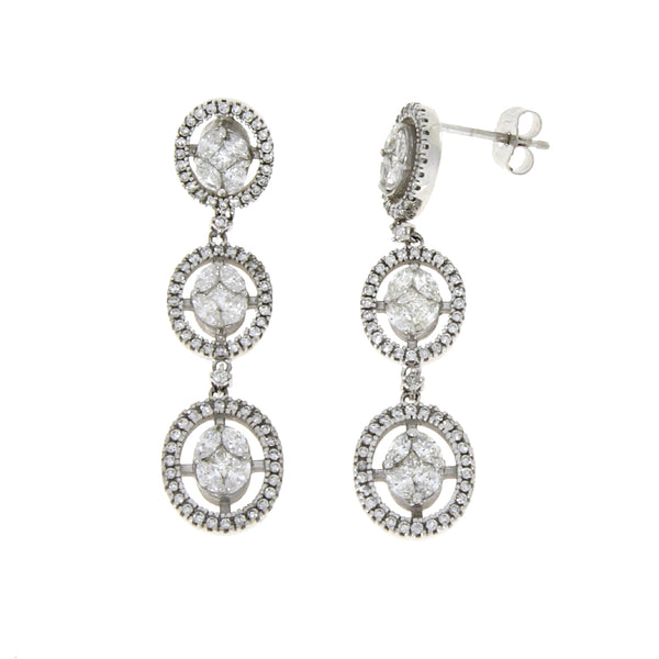 Genuine 1.62ct Diamond Dangle Earrings 14KT White Gold