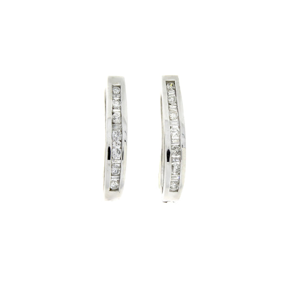 Natural .50ct Diamond Hoop Earrings 10KT White Gold