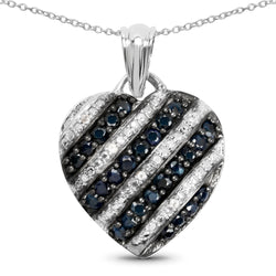 1.55 Carat Genuine Blue Sapphire and White Topaz .925 Sterling Silver Pendant