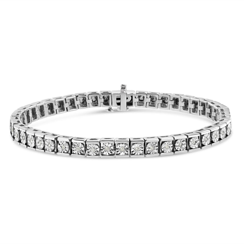 .925 Sterling Silver Miracle Set Diamond Accent Classic Tennis Bracelet (I-J Color, I2-I3 Clarity) - 7.25"