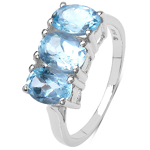 2.85 Carat Genuine Blue Topaz .925 Sterling Silver Ring