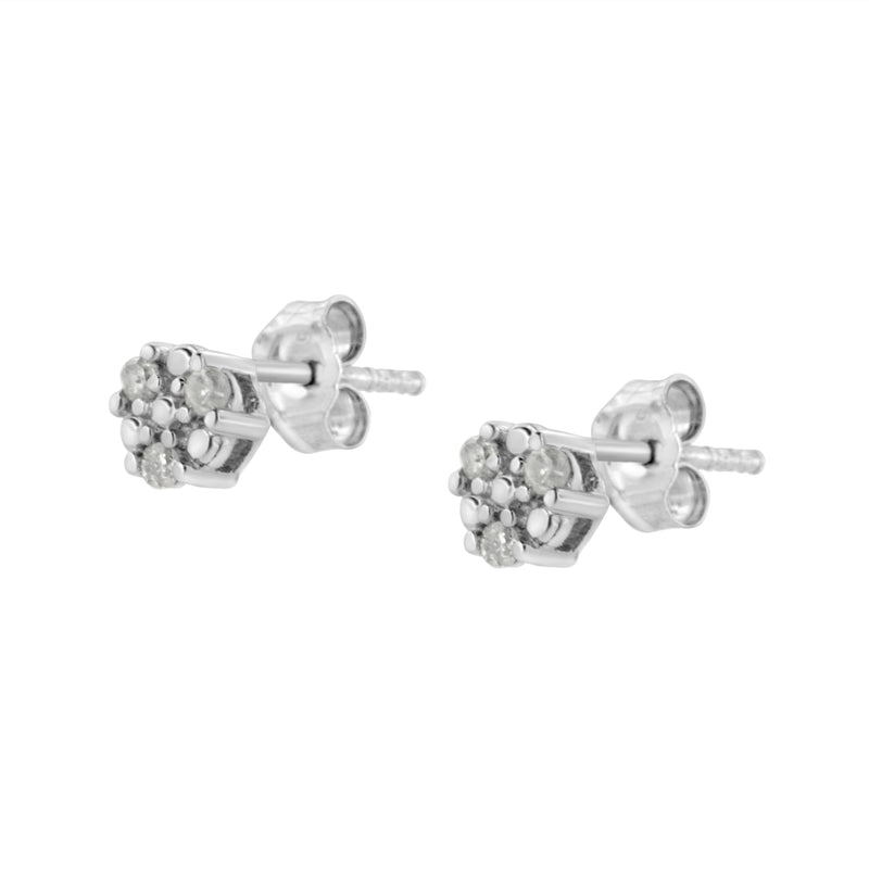 .925 Sterling Silver 1/10 cttw Prong Set Round-Cut Trio Diamond Stud Earrings (I-J Color, I3 Clarity)