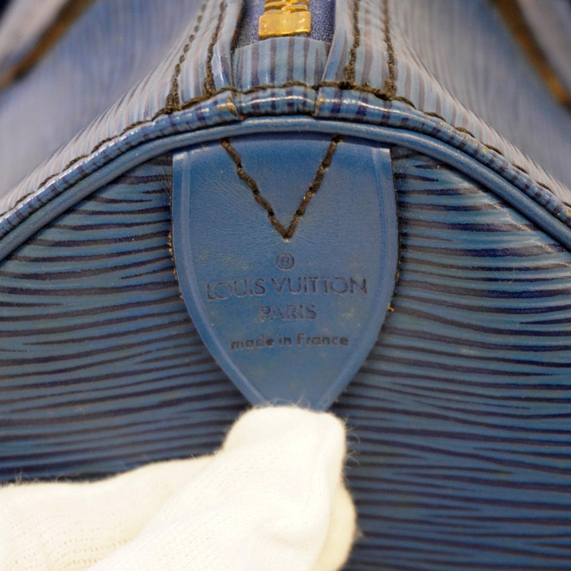 Auth Louis Vuitton Epi Speedy 30 M43005 Womens Boston BagHandbag Toledo Blue