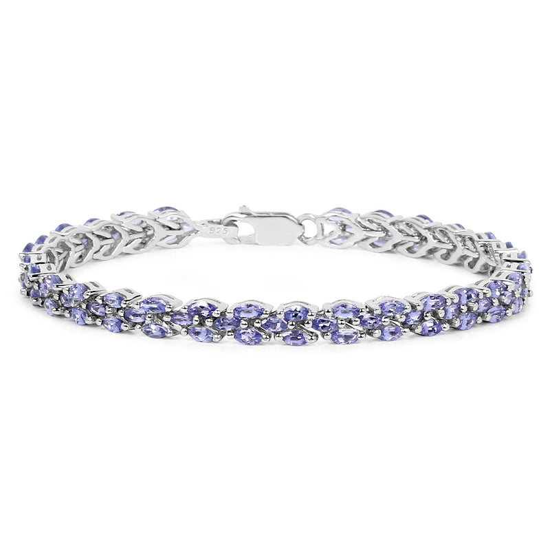 6.72 Carat Genuine Tanzanite .925 Sterling Silver Bracelet