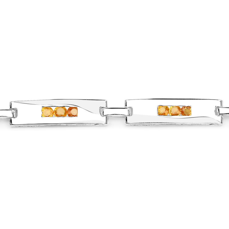 2.52 Carat Genuine Yellow Sapphire .925 Sterling Silver Bracelet