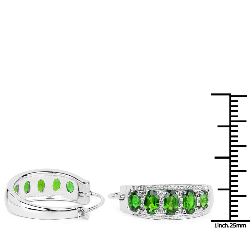 1.96 Carat Genuine Chrome Diopside .925 Sterling Silver Earrings