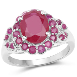 4.43 Carat Glass Filled Ruby and Ruby .925 Sterling Silver Ring