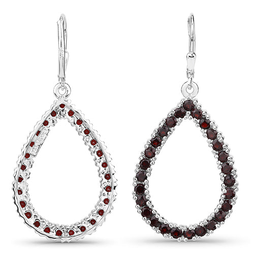 4.32 Carat Genuine Garnet .925 Sterling Silver Earrings