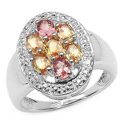 1.75 Carat Genuine Yellow Sapphire & Red Sapphire .925 Sterling Silver Ring