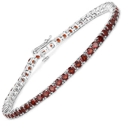 6.60 Carat Genuine Garnet .925 Sterling Silver Bracelet